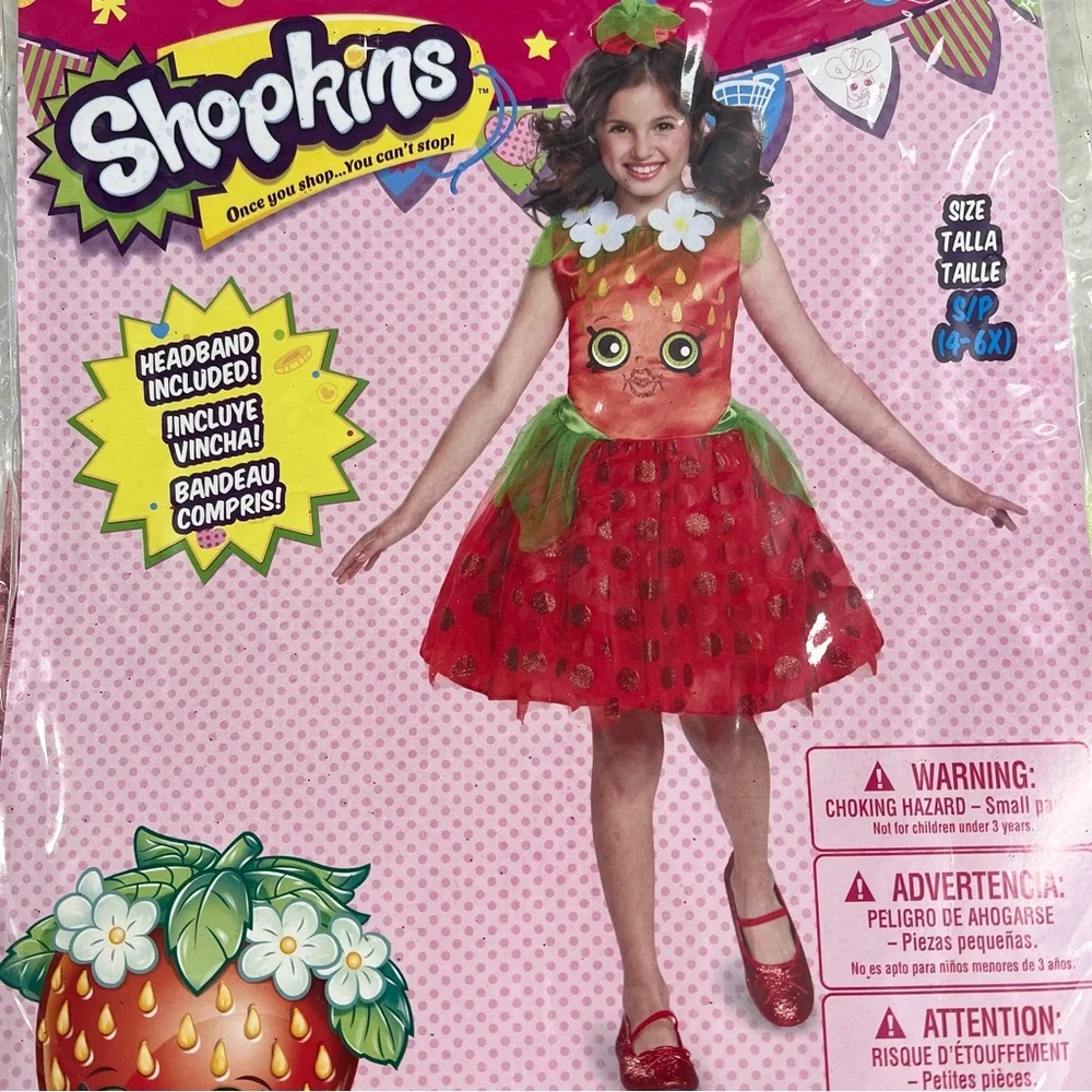 Shopkins Strawberry Kiss costume Dress NEW S 4-6X Halloween dress up